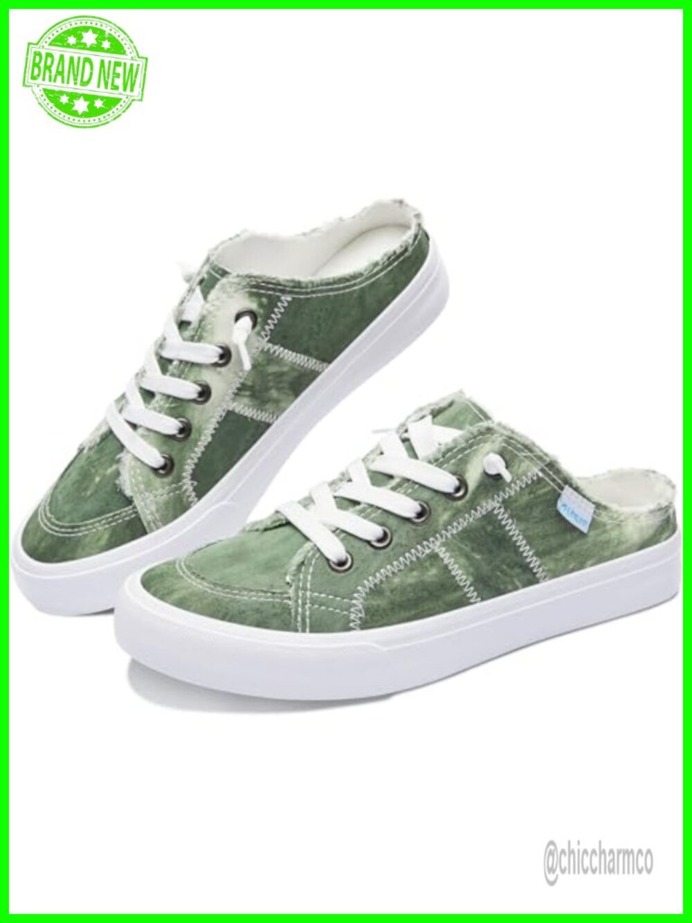 Canvas Mules Memory Foam Slip-On Backless Sneakers Comfortable Walking Shoes